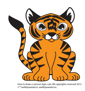 webbywanda.tv's how to draw a cartoon tiger cub step six